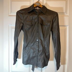Philosophy Gray Faux Leather Shirt